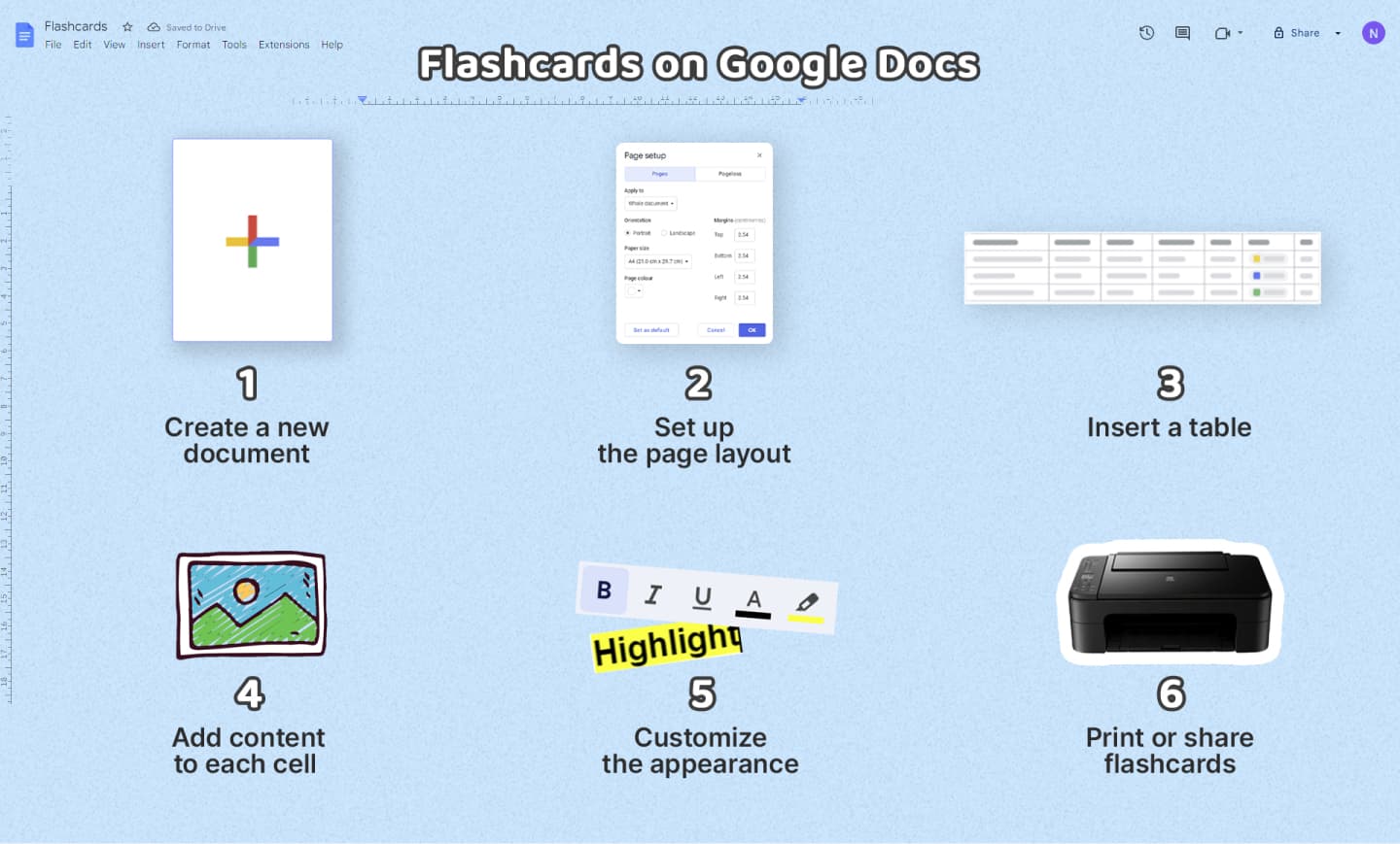 How to Make Flashcards on Google Docs &amp; Words - Noji